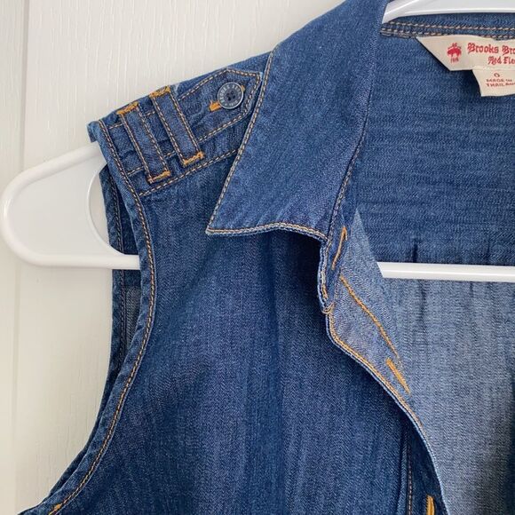 Brooks Brothers Sleeveless Denim Top Sz 0 - Picture 2 of 8